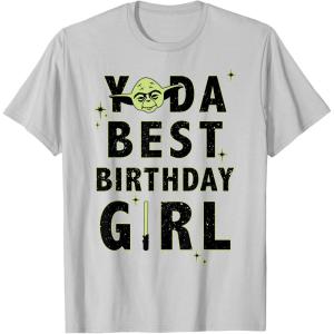 imageStar Wars Yoda Best Birthday Girl Rebel Logo TShirtSilver Grey