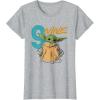 imageStar Wars The Mandalorian The Child Kids 9th Birthday TShirtHeather Grey