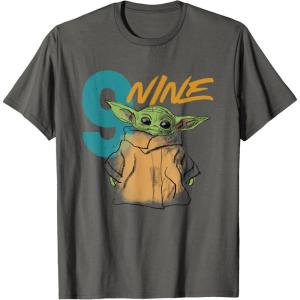 imageStar Wars The Mandalorian The Child Kids 9th Birthday TShirtAsphalt Grey