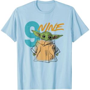 imageStar Wars The Mandalorian The Child Kids 9th Birthday TShirtBaby Blue