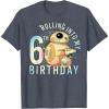 imageStar Wars BB8 ampamp DO Rolling Into My 6th Birthday TShirtHeather Blue
