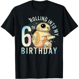 imageStar Wars BB8 ampamp DO Rolling Into My 6th Birthday TShirtBlack