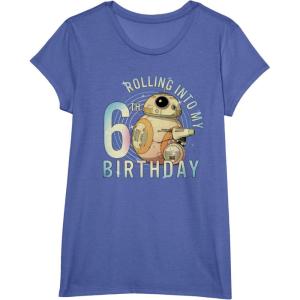 imageStar Wars BB8 ampamp DO Rolling Into My 6th Birthday TShirtBright Blue Heather
