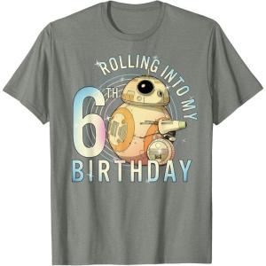 imageStar Wars BB8 ampamp DO Rolling Into My 6th Birthday TShirtOlive Heather