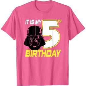 imageStar Wars Darth Vader 5th Birthday TShirt TShirtPink Heather
