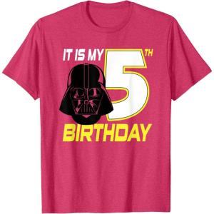 imageStar Wars Darth Vader 5th Birthday TShirt TShirtRed Heather