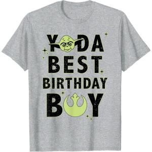 imageStar Wars Yoda Best Birthday Boy Rebel Logo TShirtHeather Grey