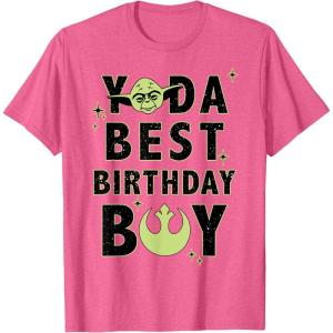 imageStar Wars Yoda Best Birthday Boy Rebel Logo TShirtPink Heather