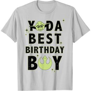 imageStar Wars Yoda Best Birthday Boy Rebel Logo TShirtSilver Grey