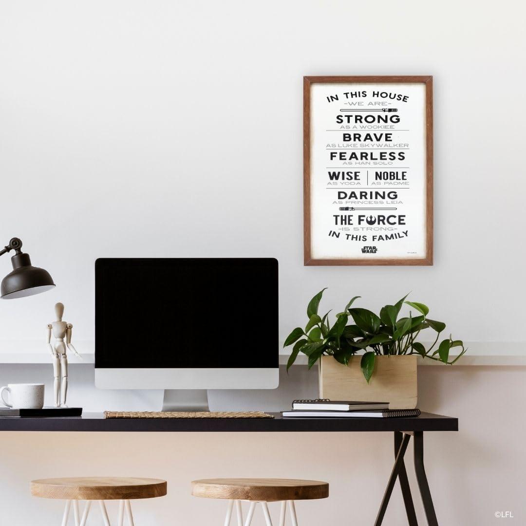 imageOpen Road Brands Disney Star Wars In This House Family Rules Wood Wall Decor  Large Star Wars Wall Art for Living Room Movie Room or Man CaveWhiteBrown
