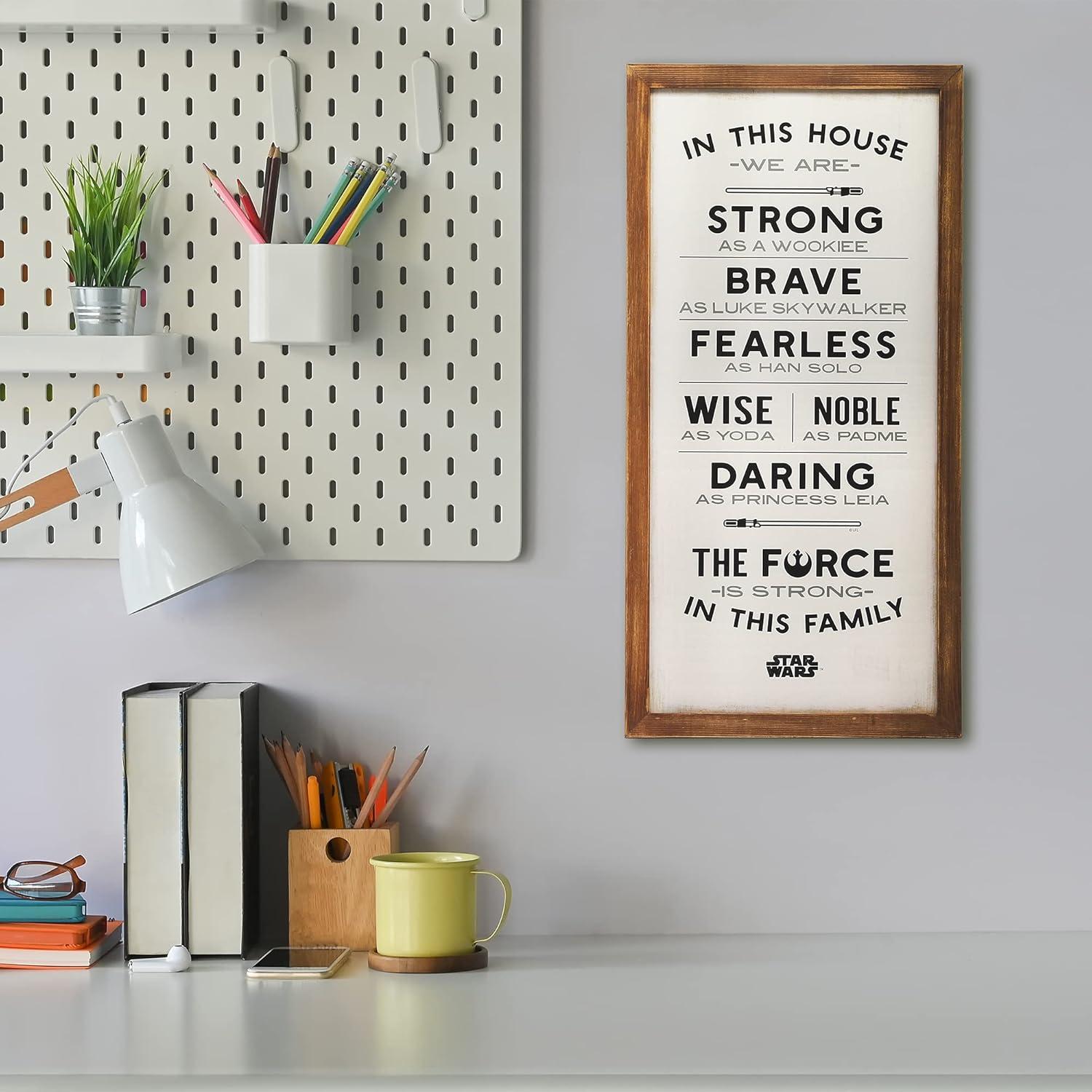 imageOpen Road Brands Disney Star Wars In This House Family Rules Wood Wall Decor  Large Star Wars Wall Art for Living Room Movie Room or Man CaveWhiteBrown