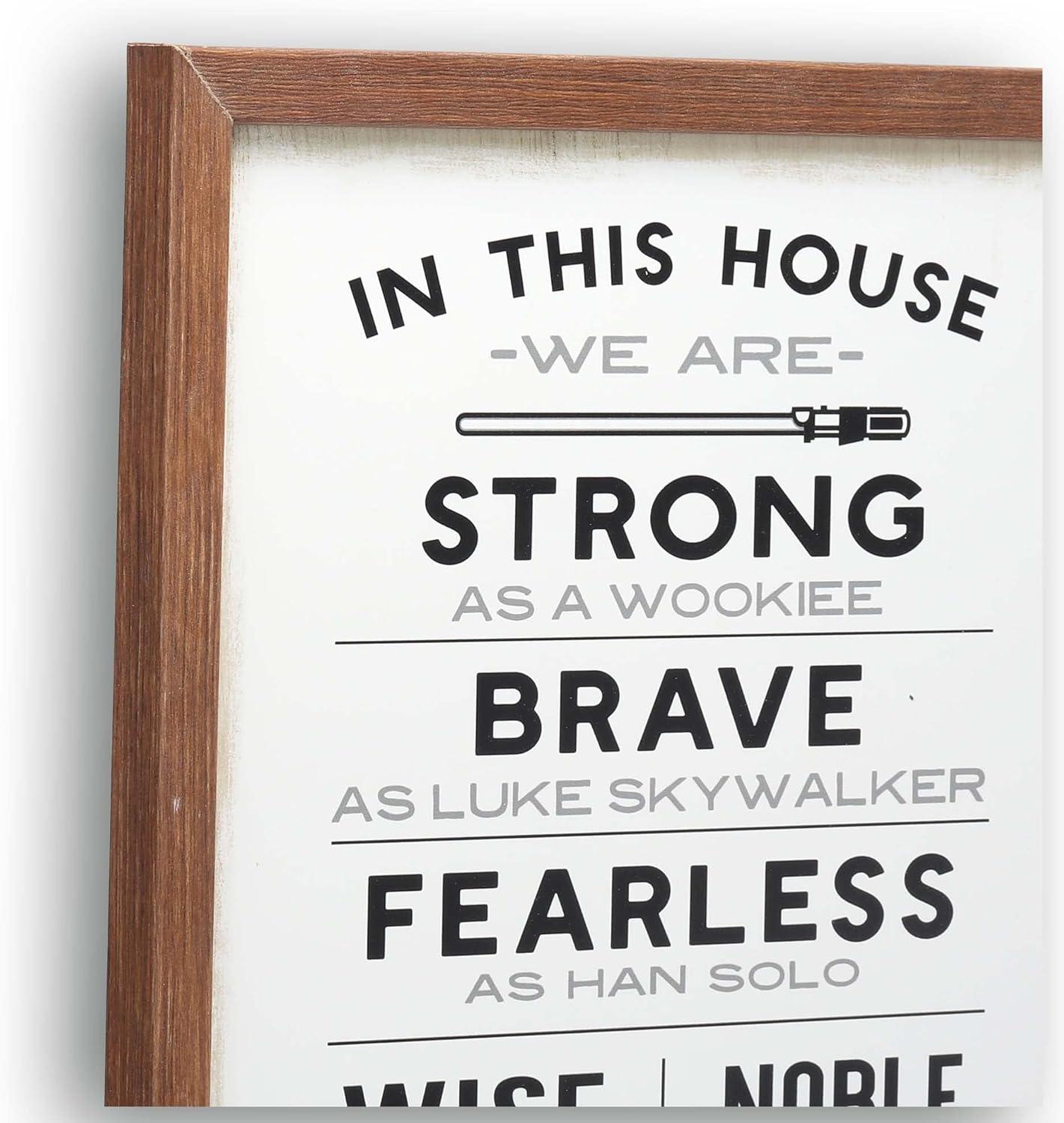 imageOpen Road Brands Disney Star Wars In This House Family Rules Wood Wall Decor  Large Star Wars Wall Art for Living Room Movie Room or Man CaveWhiteBrown