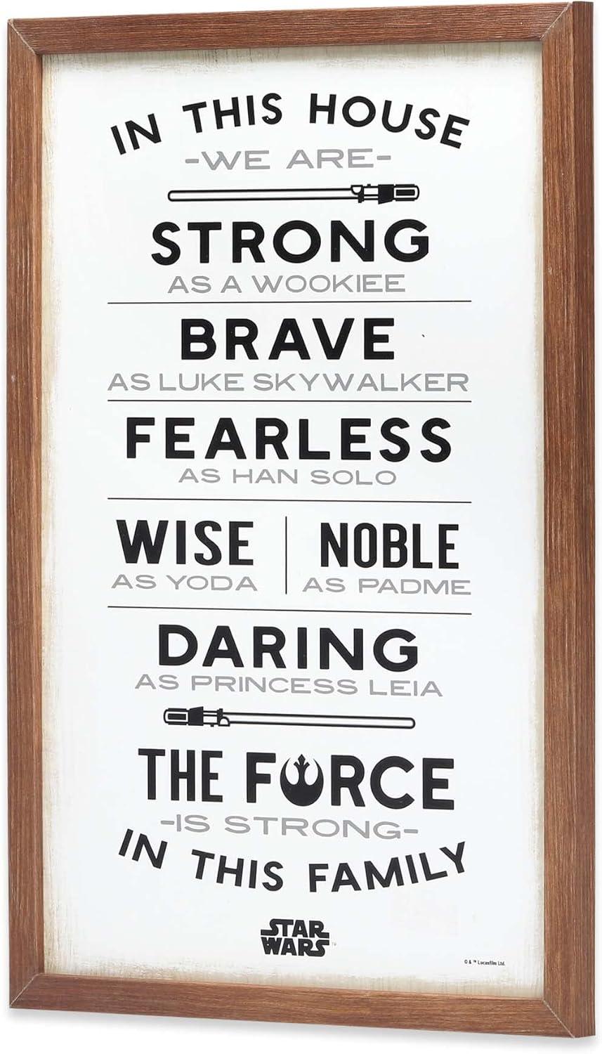 imageOpen Road Brands Disney Star Wars In This House Family Rules Wood Wall Decor  Large Star Wars Wall Art for Living Room Movie Room or Man CaveWhiteBrown