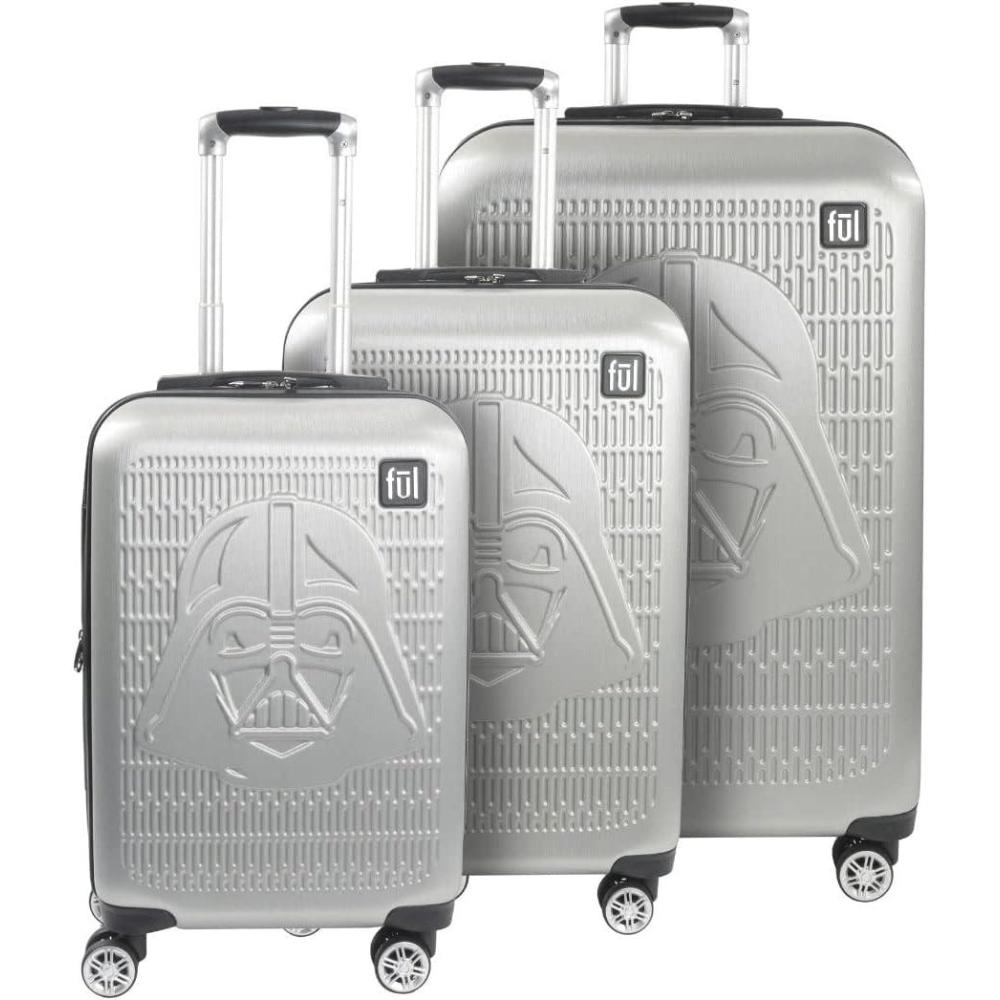 imageFUL Star Wars Darth Vader 25 Inch Rolling Luggage Embossed Hardshell Suitcase with Wheels BlackSilver