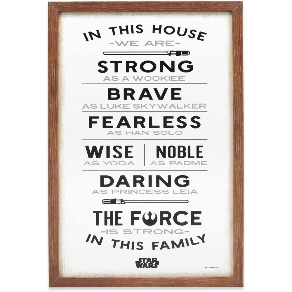 imageOpen Road Brands Disney Star Wars In This House Family Rules Wood Wall Decor  Large Star Wars Wall Art for Living Room Movie Room or Man CaveWhiteBrown