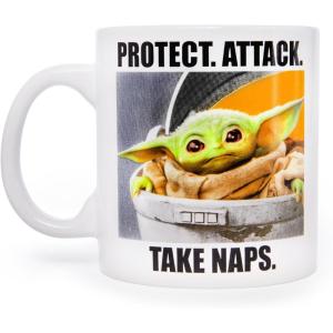 imageSilver Buffalo Star Wars The Mandalorian The Child Stands Ceramic Coffee Mug 20OuncesTake Naps