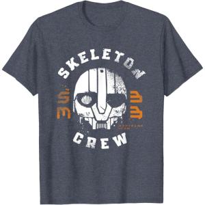 imageStar Wars Skeleton Crew Distressed First Mate SM33 Mask TShirtHeather Blue