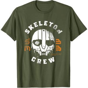 imageStar Wars Skeleton Crew Distressed First Mate SM33 Mask TShirtOlive Green