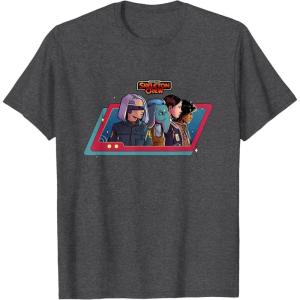 imageStar Wars Skeleton Crew Destination Unknown Retro Line Up TShirtDark Heather Grey
