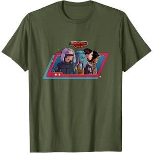 imageStar Wars Skeleton Crew Destination Unknown Retro Line Up TShirtOlive Green