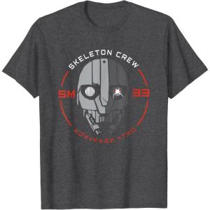 imageStar Wars Skeleton Crew SM33 Intrepid Droid Center Stamp TShirtDark Heather Grey