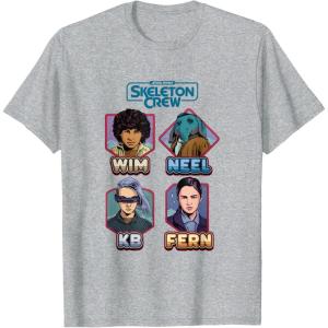 imageStar Wars Skeleton Crew Vintage Character Box Ups TShirtHeather Grey