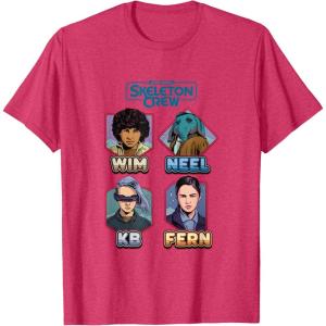 imageStar Wars Skeleton Crew Vintage Character Box Ups TShirtRed Heather