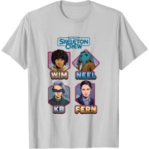 imageStar Wars Skeleton Crew Vintage Character Box Ups TShirtSilver Grey