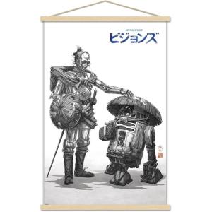 imageTrends International Star Wars Visions  Droids Wall Poster 34L x 224W Premium Unframed VersionPremium Print and Beechwood Hanger Bundle