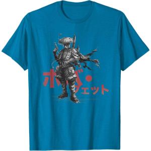 imageStar Wars Visions Anime The Duel Japanese Samurai Boba Fett TShirtSapphire Blue