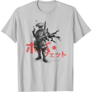 imageStar Wars Visions Anime The Duel Japanese Samurai Boba Fett TShirtSilver Grey