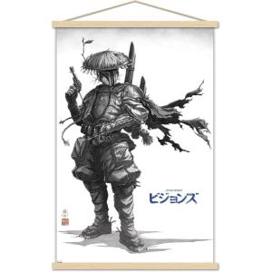 imageTrends International Star Wars Visions  Boba Wall Poster 34L x 224W Premium Unframed VersionPremium Print and Beechwood Hanger Bundle