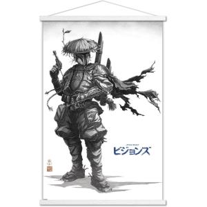 imageTrends International Star Wars Visions  Boba Wall Poster 34L x 224W Premium Unframed VersionPremium Print and White Hanger Bundle