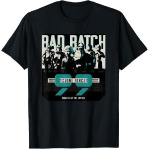 imageStar Wars The Bad Batch Clone Force 99 Wanted by the Empire TShirtBlack