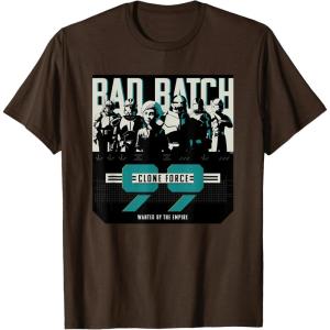 imageStar Wars The Bad Batch Clone Force 99 Wanted by the Empire TShirtBrown