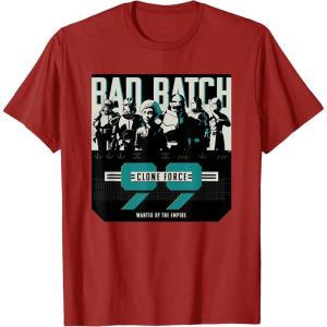 imageStar Wars The Bad Batch Clone Force 99 Wanted by the Empire TShirtCranberry Red