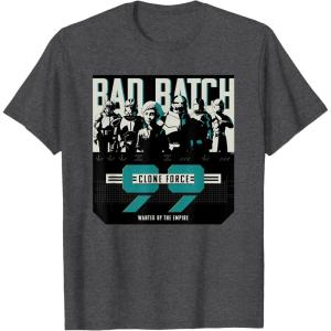imageStar Wars The Bad Batch Clone Force 99 Wanted by the Empire TShirtDark Heather Grey