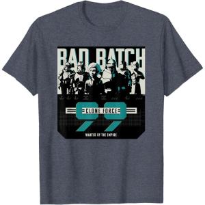 imageStar Wars The Bad Batch Clone Force 99 Wanted by the Empire TShirtHeather Blue