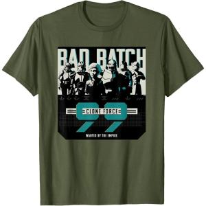 imageStar Wars The Bad Batch Clone Force 99 Wanted by the Empire TShirtOlive Green