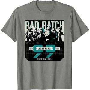 imageStar Wars The Bad Batch Clone Force 99 Wanted by the Empire TShirtOlive Heather