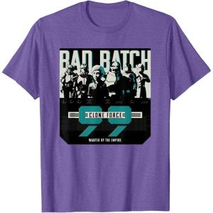 imageStar Wars The Bad Batch Clone Force 99 Wanted by the Empire TShirtPurple Heather