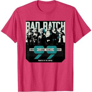 imageStar Wars The Bad Batch Clone Force 99 Wanted by the Empire TShirtRed Heather