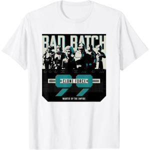 imageStar Wars The Bad Batch Clone Force 99 Wanted by the Empire TShirtWhite