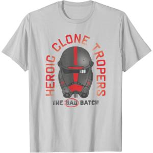 imageStar Wars The Bad Batch Hunter Heroic Clone Trooper TShirtSilver Grey