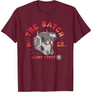 imageStar Wars The Bad Batch ampamp Co Clone Force Tech Helmet TShirtBurgundy