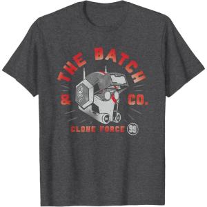 imageStar Wars The Bad Batch ampamp Co Clone Force Tech Helmet TShirtDark Heather Grey