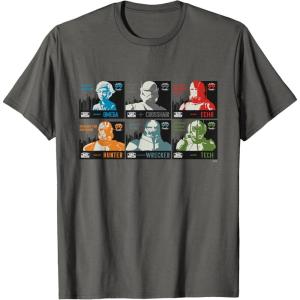imageStar Wars The Bad Batch Faces Names and Quotes TShirtAsphalt Grey