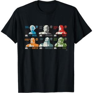 imageStar Wars The Bad Batch Faces Names and Quotes TShirtBlack