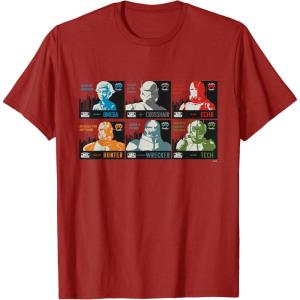 imageStar Wars The Bad Batch Faces Names and Quotes TShirtCranberry Red
