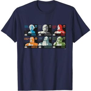 imageStar Wars The Bad Batch Faces Names and Quotes TShirtNavy Blue